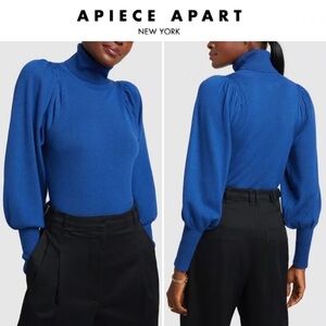 APIECE APART Dewi Turtleneck Sweater in Blue 395$